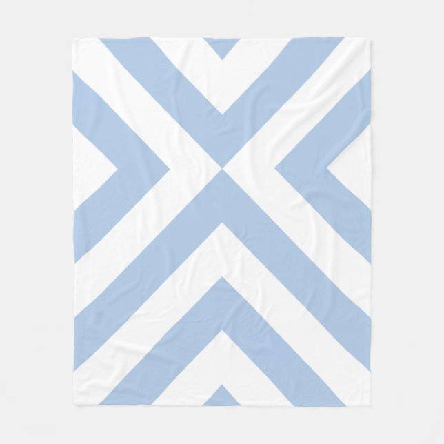 Light Blue and White Chevrons Fleece Blanket (Front)