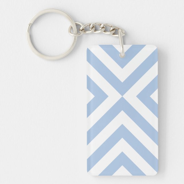 Light Blue and White Chevrons Key Ring (Front)
