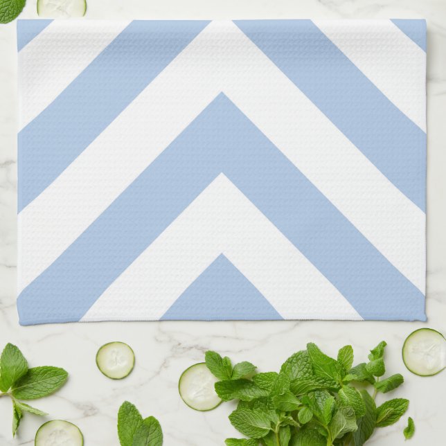 Light Blue and White Chevrons Tea Towel (Folded)