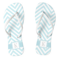 Light Blue and White Chevrons with Monogram