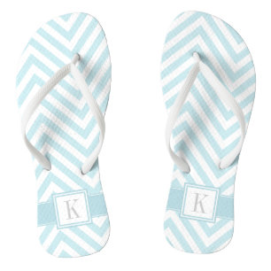 Light Blue and White Chevrons with Monogram Jandals