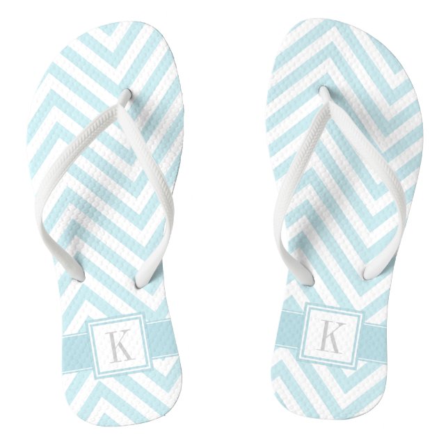Light Blue and White Chevrons with Monogram Jandals (Footbed)