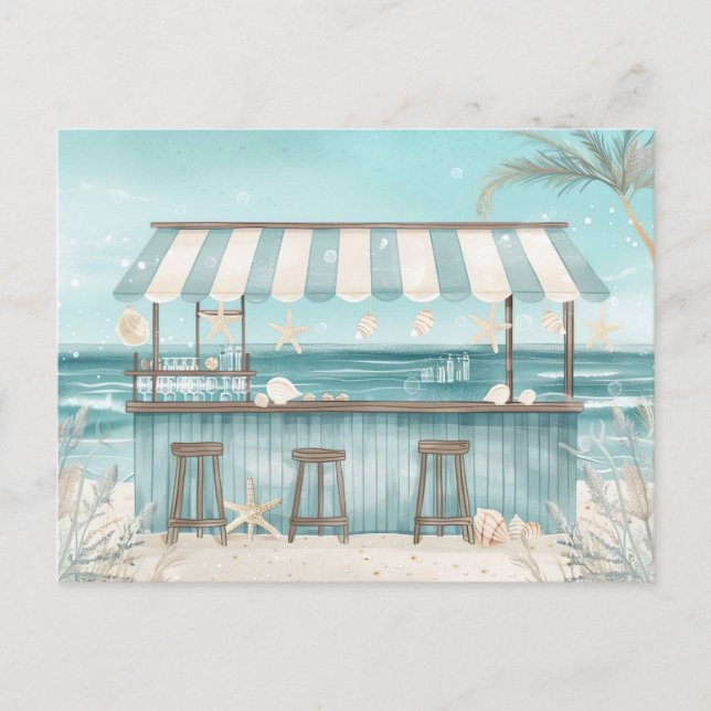 light blue and white coastal landscape postcard (Front)