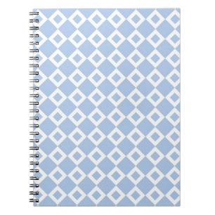 Light Blue and White Diamond Pattern Spiral Notebook
