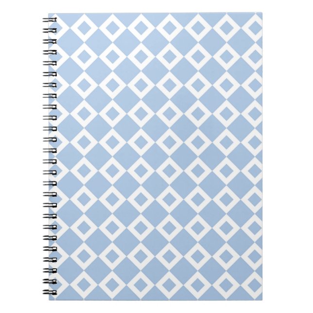 Light Blue and White Diamond Pattern Spiral Notebook (Front)