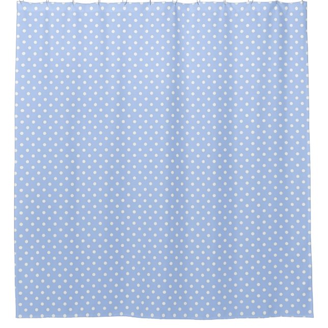 Light Blue and White Dot Shower Curtain (Front)