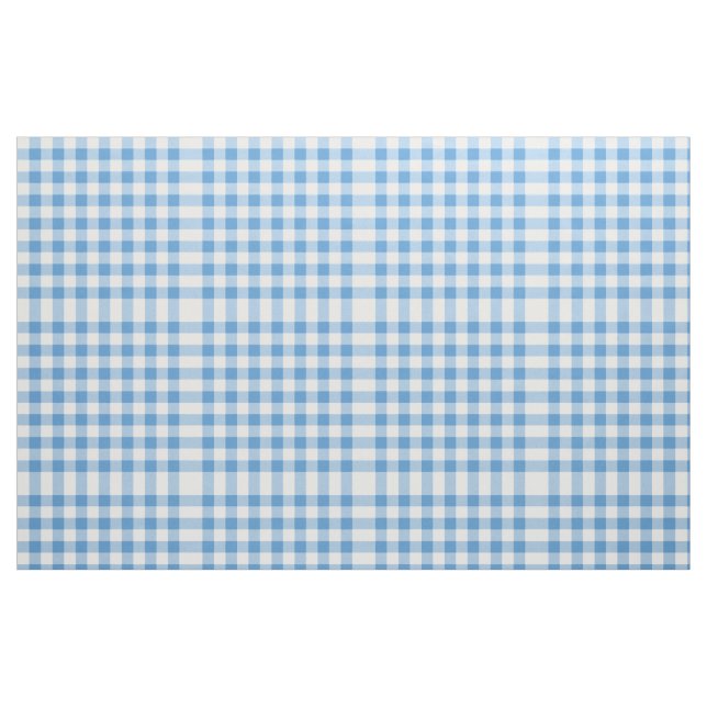 Light Blue and White Gingham Block Pattern Fabric (Fat Quarter)