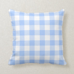 Light Blue and White Gingham Pattern Cushion