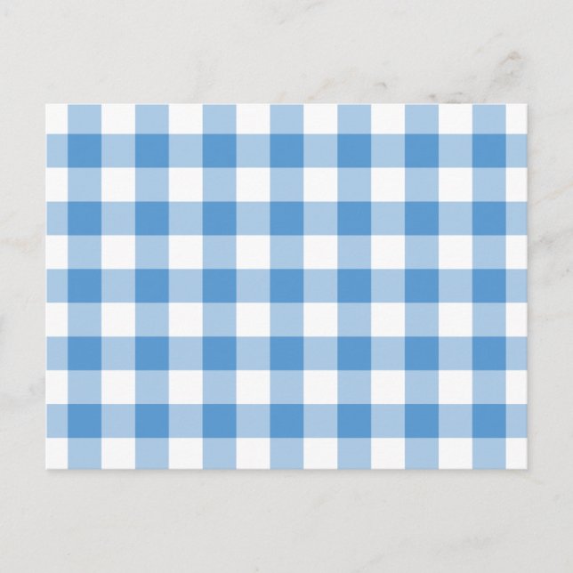 Light Blue and White Gingham Pattern Postcard (Front)