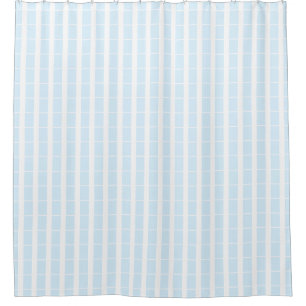 Light Blue and White Grid Shower Curtain