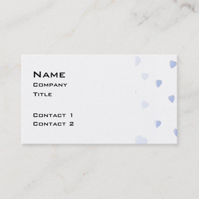 Light Blue and White Love Hearts Pattern. Business Card (Front)