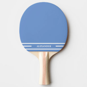Light Blue and White Ping Pong Paddle with Name