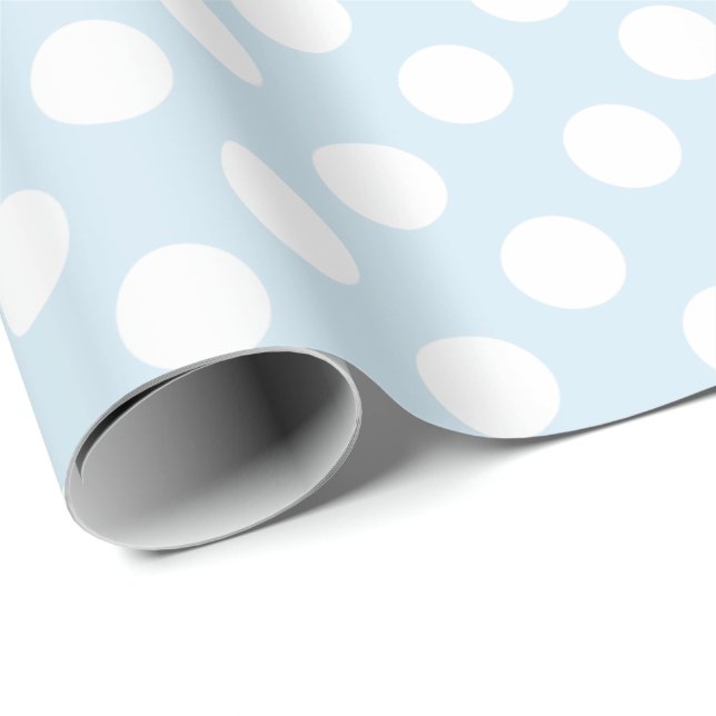 Light Blue and White Polka Dots Wrapping Paper (Roll Corner)