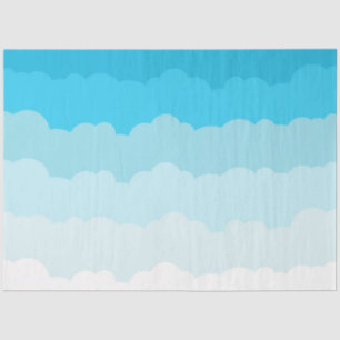Light Blue and White Sky Clouds Tissue Paper