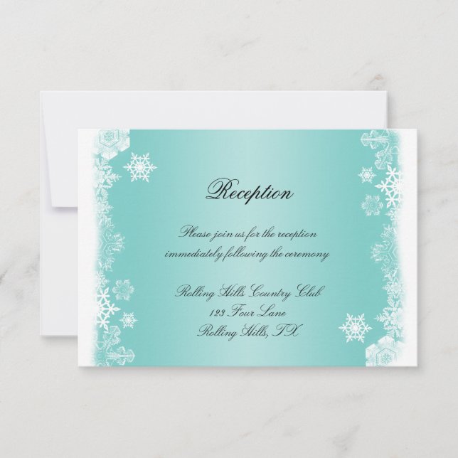Light Blue and White Snowflake Wedding Reception Invitation (Front)