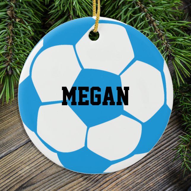 Light Blue And White Soccer Ball*Custom Ceramic Tree Decoration (Creator Uploaded)