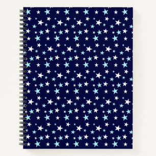 Light Blue and White Stars on Navy Blue Notebook
