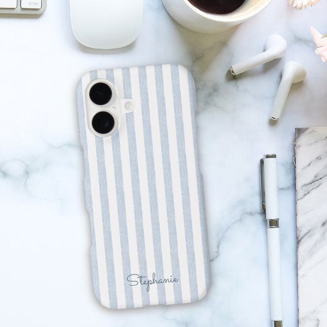 Light Blue And White Stripe Pattern Custom Name (Creator Uploaded)