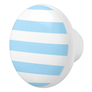Light Blue and white Stripes Ceramic Knob