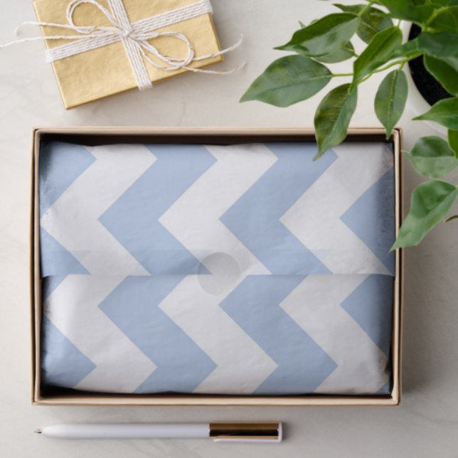 Light Blue and White Zigzag Tissue Paper (Gift)