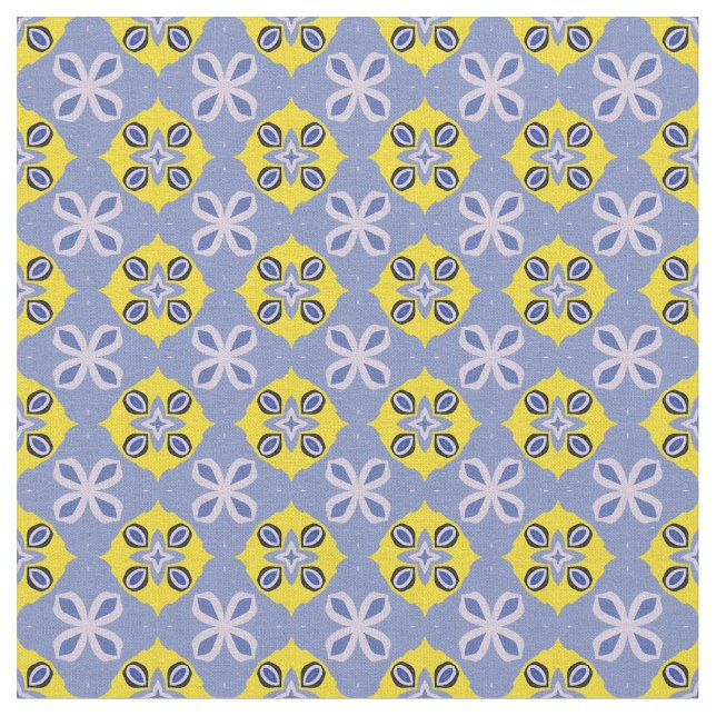Light Blue and Yellow Abstract Fabric (Close Up)