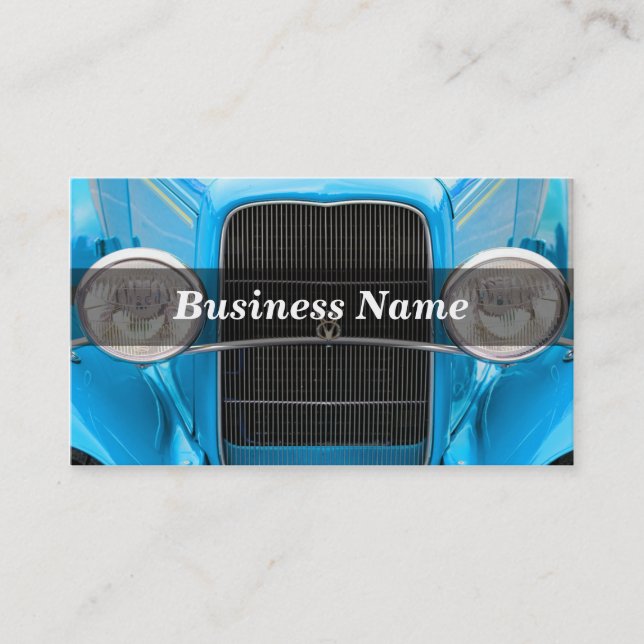 Light Blue Antique Car Business Card (Front)