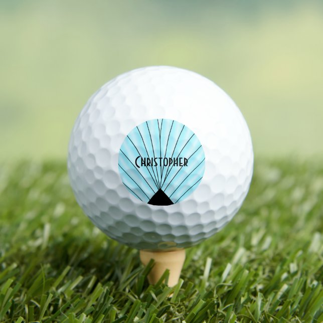 Light Blue Art Deco Design Golf Balls (Insitu Tee)