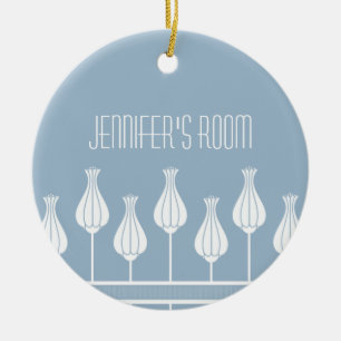 Light Blue Art Deco Floral Door Ornament