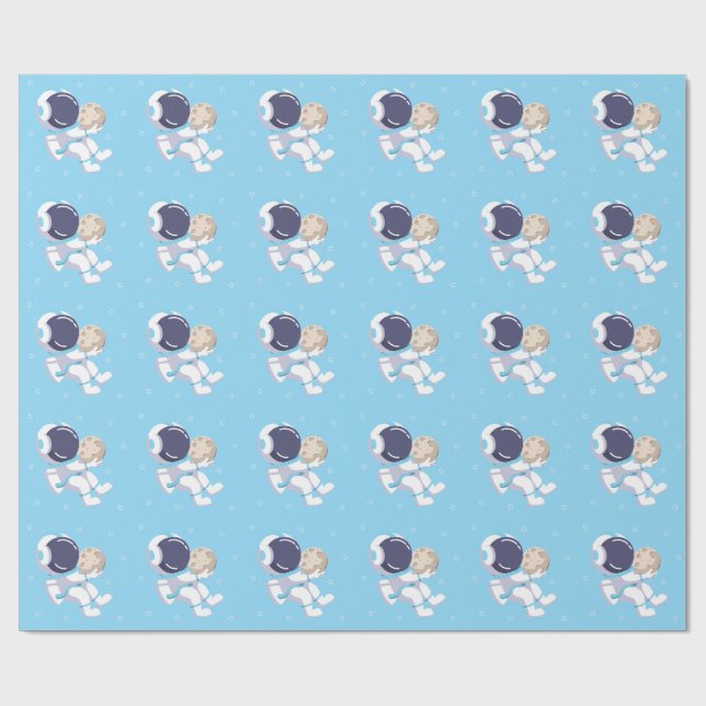 Light Blue Astronaut -  Wrapping Paper (Flat)