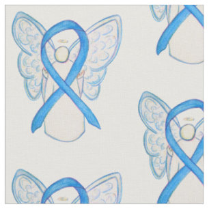 Light Blue Awareness Ribbon Angel Custom Material Fabric
