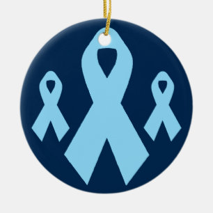 Light Blue Awareness Ribbon Ceramic Tree Decoration