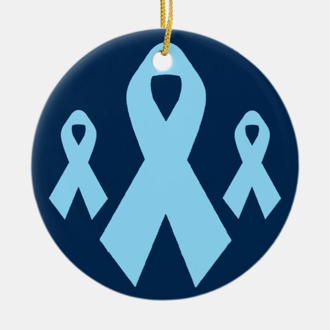 Light Blue Awareness Ribbon Ceramic Tree Decoration (Front)