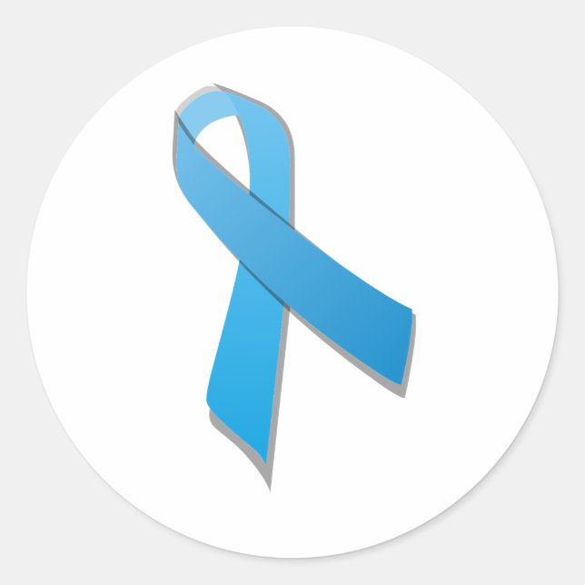 light blue awareness ribbon classic round sticker (Front)