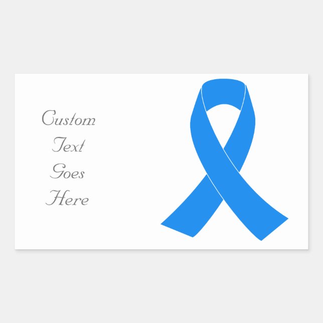 Light Blue Awareness Ribbon Rectangular Sticker (Front)