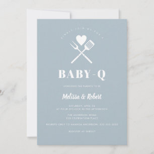 Light Blue Baby-Q BBQ Shower Invitation