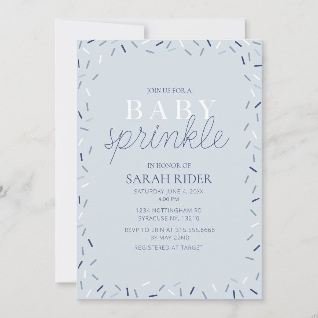 Light Blue Baby Sprinkle Shower Invitation (Front)