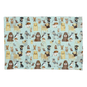 light blue background dogs pattern. pillowcase