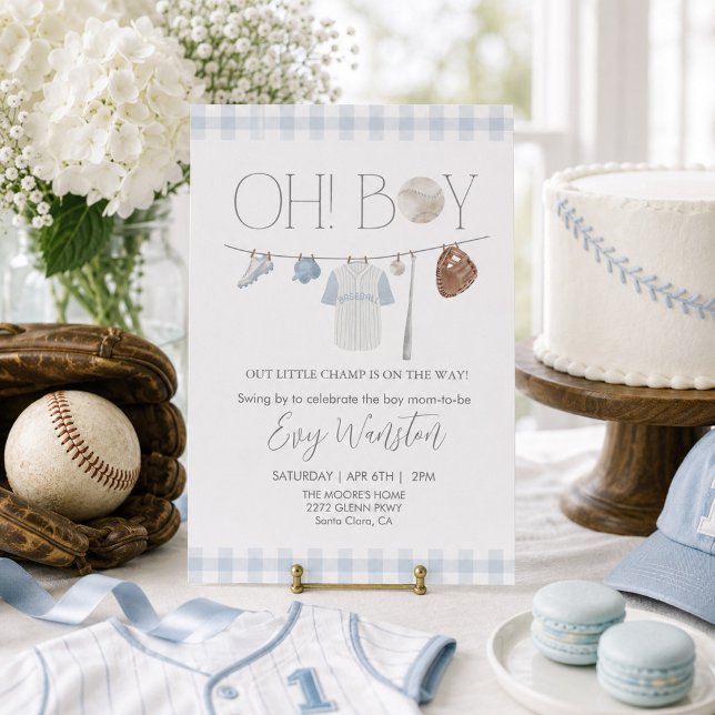 light blue baseball Oh, boy baby shower invitation (Creator Uploaded)