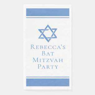 Light Blue Bat Mitzvah Party Star of David Napkin