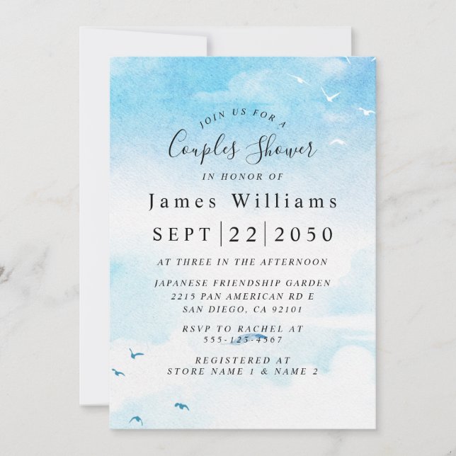 Light Blue, Beach Bridal Shower Invitation (Front)