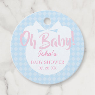Light Blue Bear Oh Baby Baby Shower Favour Tags