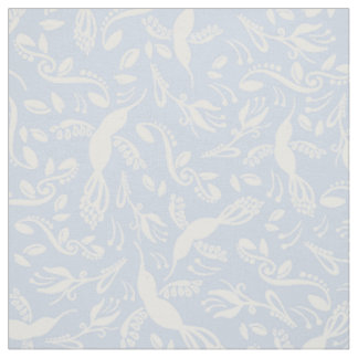 Light Blue Beautiful Hummingbirds Colibri Birds Fabric
