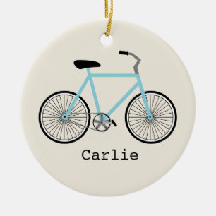 Light Blue Bicycle Personalised Ornament