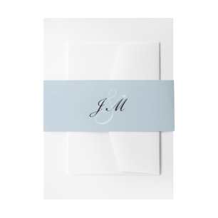 Light Blue Black Script Minimalist Wedding Invitation Belly Band