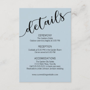 Light Blue Black Script Wedding Details Enclosure Card