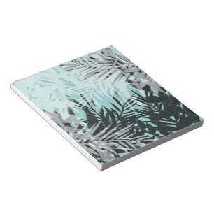 Light blue black tropical pattern notepad