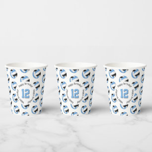 light blue black volleyballs birthday party paper  cups
