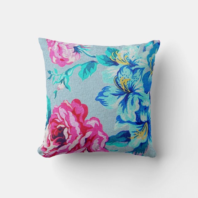 light blue bloom pillow (Front)