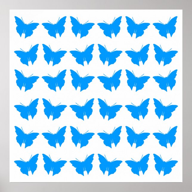 Light Blue Bold Butterflies Poster (Front)