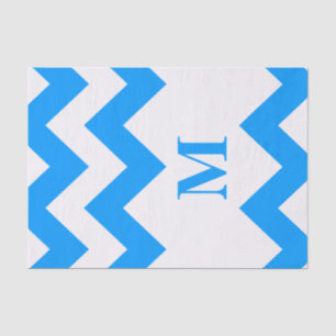 Light Blue Bold Chevron with monogram Tissue Paper